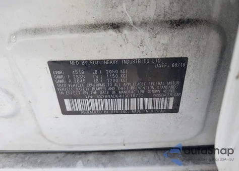 2017 Subaru Legacy 2.5I Premium from USA, damaged, VIN 4S3BNAD64H3018722